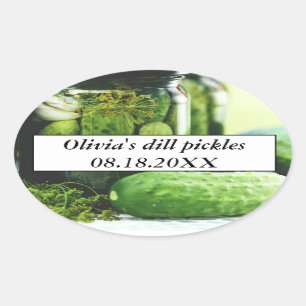 Dill Pickles Mason Jars Cucumbers Homemade Food Oval Sticker