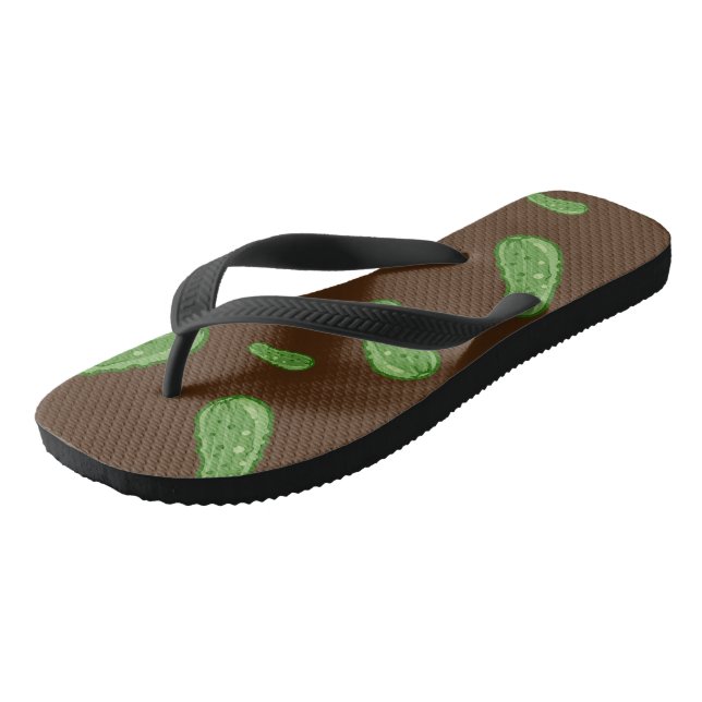 Dill With It Design - Adult Flip Flops, Wide Strap Flip Flops (Angled)