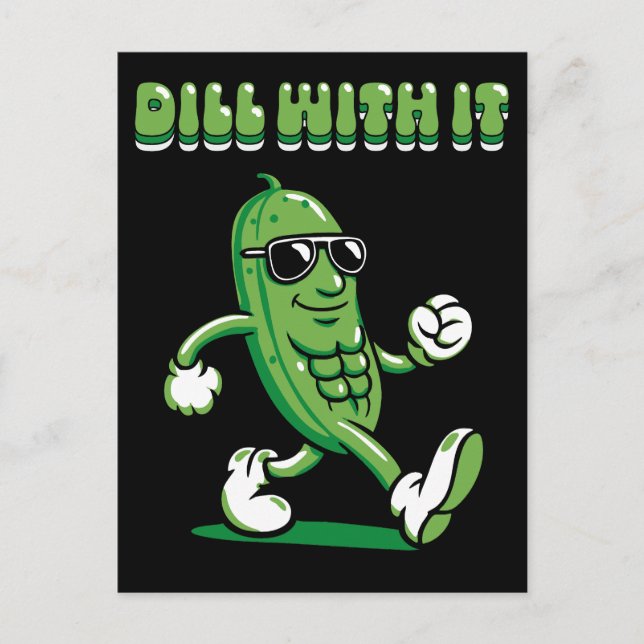 Dill With It Pickle Pun Holiday Postcard (Front)