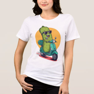 Dill with It Pickle Riding  Scooter Funny Tri-Blend Shirt