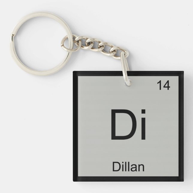 Dillan Name Chemistry Element Periodic Table Keychain (Front)