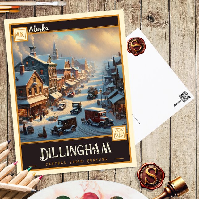 Dillingham, Alaska | Carte postale Vintage (Créateur téléchargé)