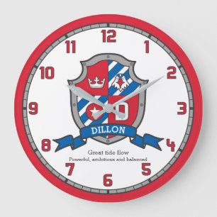 Dillon boys name meaning heraldry knights shield large clock