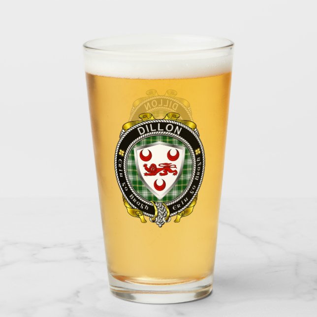 Dillon Irish Shield Beer Glass (Front Filled)