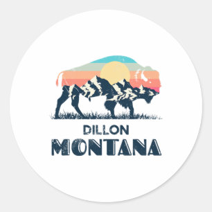 Dillon Montana Vintage Hiking Bison Nature Classic Round Sticker