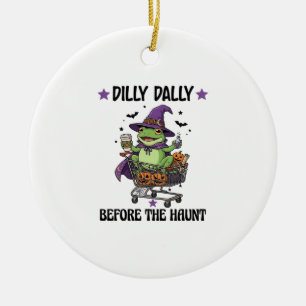 Dilly Dally Before Haunt Frog Halloween Shopping C Ceramic Ornament