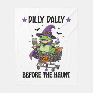 Dilly Dally Before Haunt Frog Halloween Shopping C Fleece Blanket