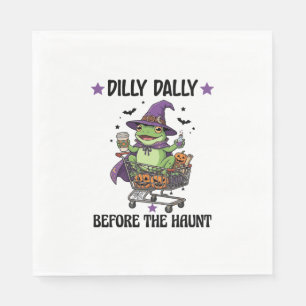 Dilly Dally Before Haunt Frog Halloween Shopping C Napkin