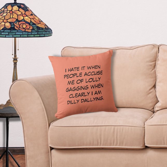 Dilly Dally Salmon Orange Throw Pillow (Creator Uploaded)