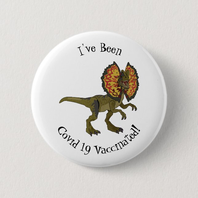 Dilophosaurus cartoon illustration 2 inch round button (Front)