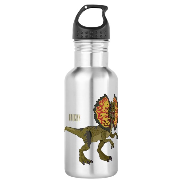 Dilophosaurus cartoon illustration 532 ml water bottle (Front)