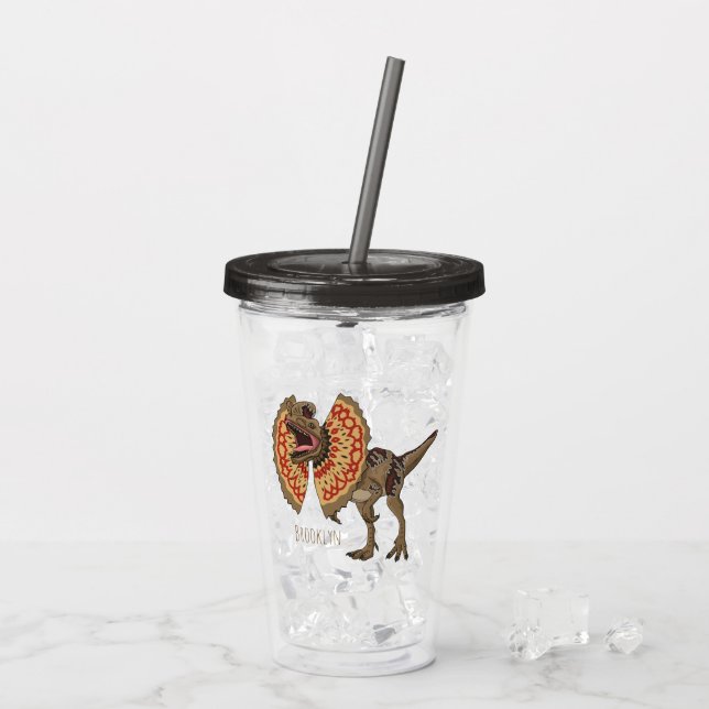 Dilophosaurus cartoon illustration  acrylic tumbler (Back Ice)
