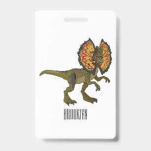 Dilophosaurus cartoon illustration badge