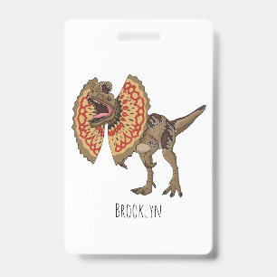 Dilophosaurus cartoon illustration  badge