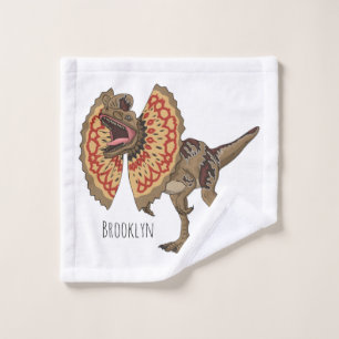 Dilophosaurus cartoon illustration bath towel set