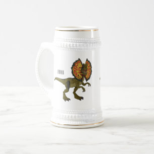 Dilophosaurus cartoon illustration beer stein
