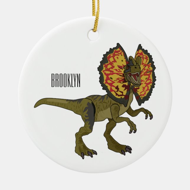 Dilophosaurus cartoon illustration ceramic ornament (Front)