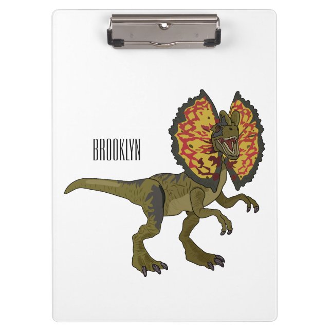 Dilophosaurus cartoon illustration clipboard (Front)