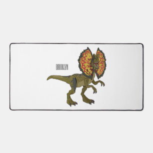 Dilophosaurus cartoon illustration desk mat