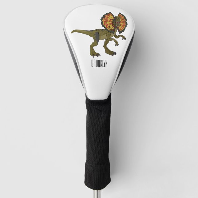 Dilophosaurus cartoon illustration golf head cover (Front)