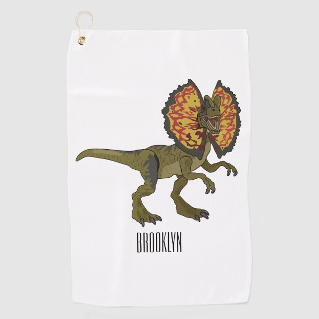 Dilophosaurus cartoon illustration golf towel (Front)