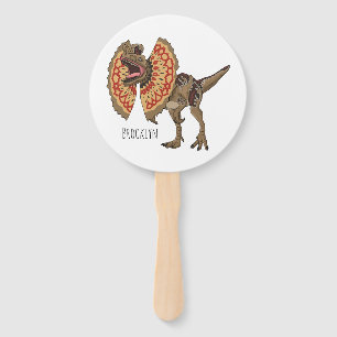 Dilophosaurus cartoon illustration hand fan