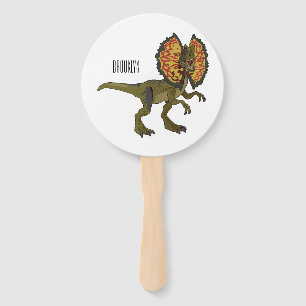 Dilophosaurus cartoon illustration hand fan
