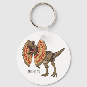 Dilophosaurus cartoon illustration keychain