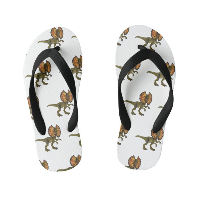 Dilophosaurus cartoon illustration kid's flip flops (Footbed)