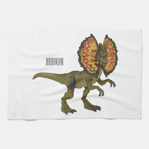 Dilophosaurus cartoon illustration kitchen towel