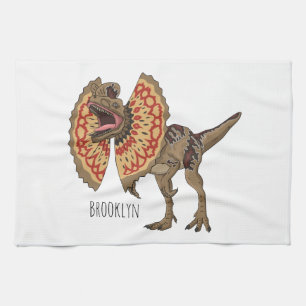 Dilophosaurus cartoon illustration kitchen towel