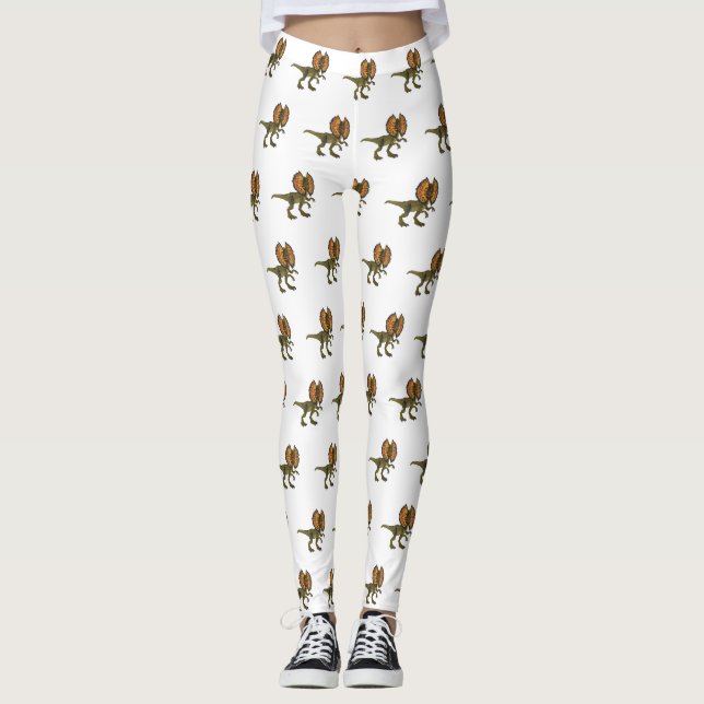 Dilophosaurus cartoon illustration leggings (Front)