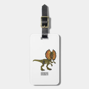 Dilophosaurus cartoon illustration luggage tag