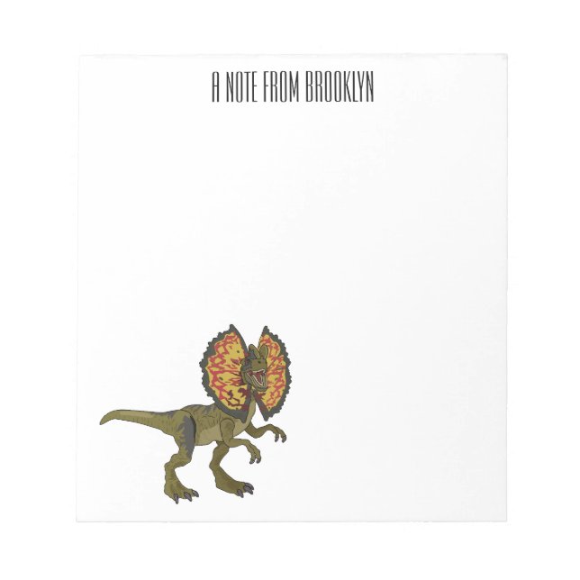 Dilophosaurus cartoon illustration notepad (Front)