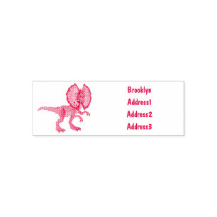 Dilophosaurus cartoon illustration self-inking stamp