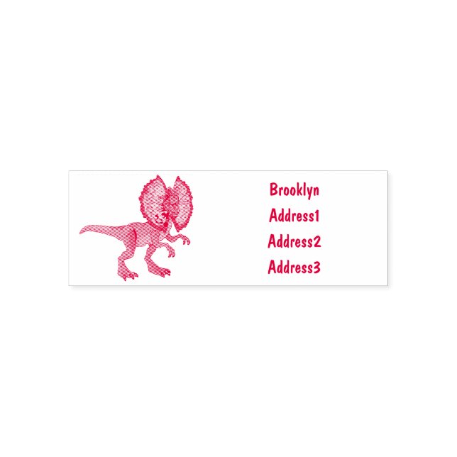 Dilophosaurus cartoon illustration self-inking stamp (Design)