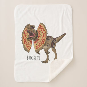 Dilophosaurus cartoon illustration sherpa blanket