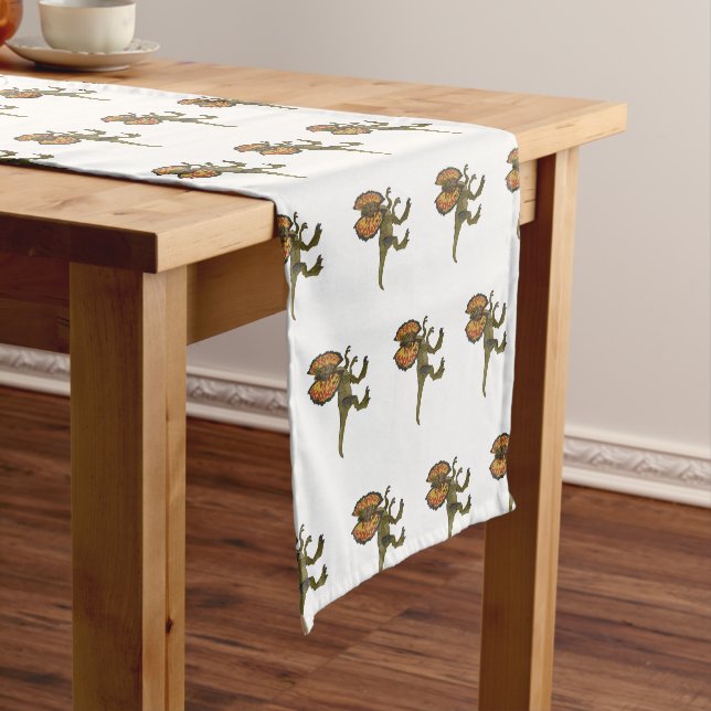 Dilophosaurus cartoon illustration short table runner (In Situ)