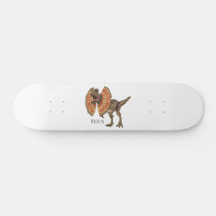 Dilophosaurus cartoon illustration skateboard
