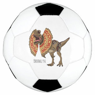 Dilophosaurus cartoon illustration  soccer ball