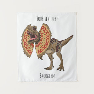 Dilophosaurus cartoon illustration tapestry