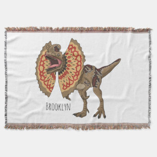 Dilophosaurus cartoon illustration  throw blanket