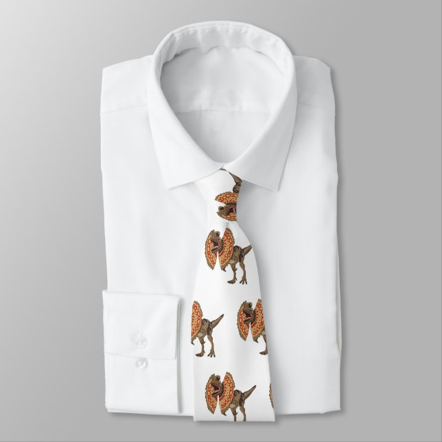 Dilophosaurus cartoon illustration tie (Tied)