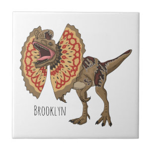 Dilophosaurus cartoon illustration tile