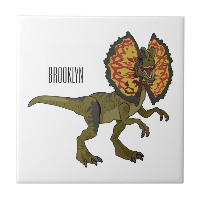 Dilophosaurus cartoon illustration tile (Front)