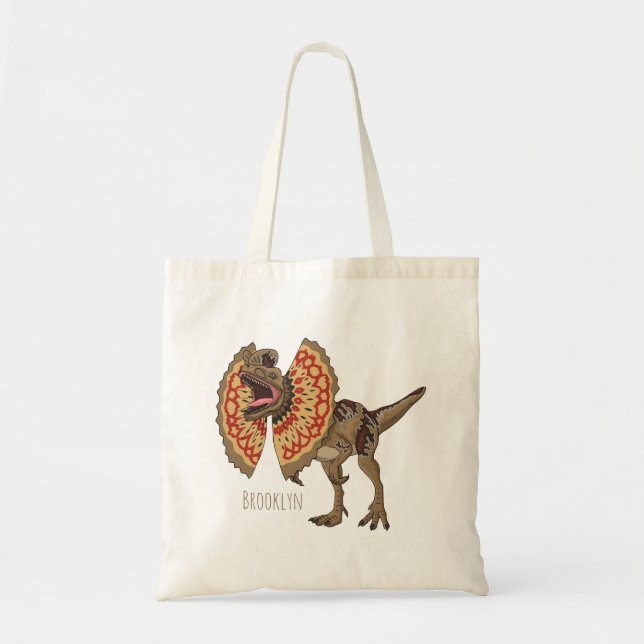 Dilophosaurus cartoon illustration  tote bag (Front)