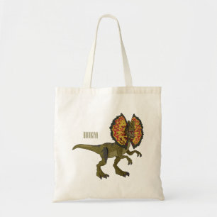Dilophosaurus cartoon illustration tote bag