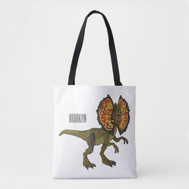 Dilophosaurus cartoon illustration tote bag (Front)