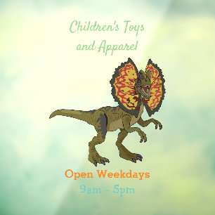 Dilophosaurus cartoon illustration window cling