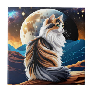 Dilute Calico Cat and Desert Moon Tile